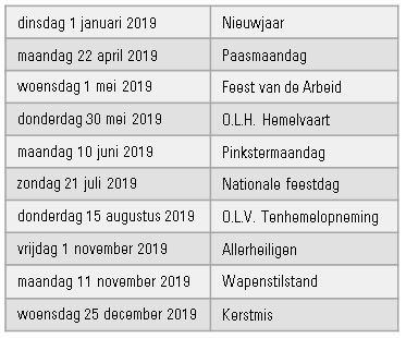 Niet genoeg efficiënt consultant Wanneer heeft een medewerker recht op vervanging van feestdagen in 2019?